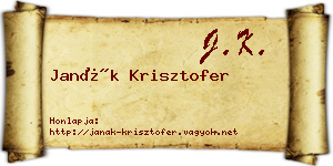 Janák Krisztofer névjegykártya
